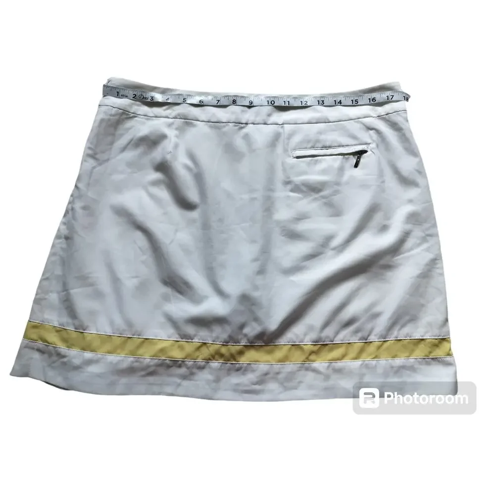 Izod XFG Women's Cool FX White Yelow‎ Golf Skirt Skort Pleated Size 12